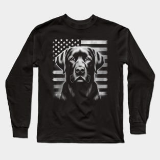 Patriotic USA Flag Black Labrador gift for Lab Owners Long Sleeve T-Shirt